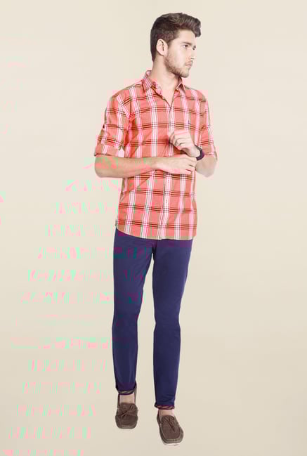 Parx Coral Checks Shirt Parx Coral Checks Shirt