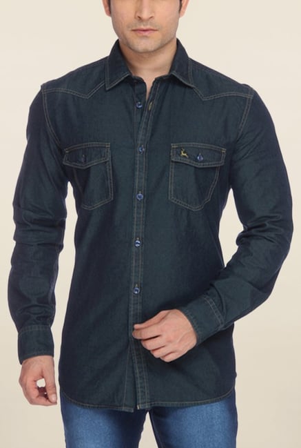 Parx Navy Solid Shirt Parx Navy Solid Shirt