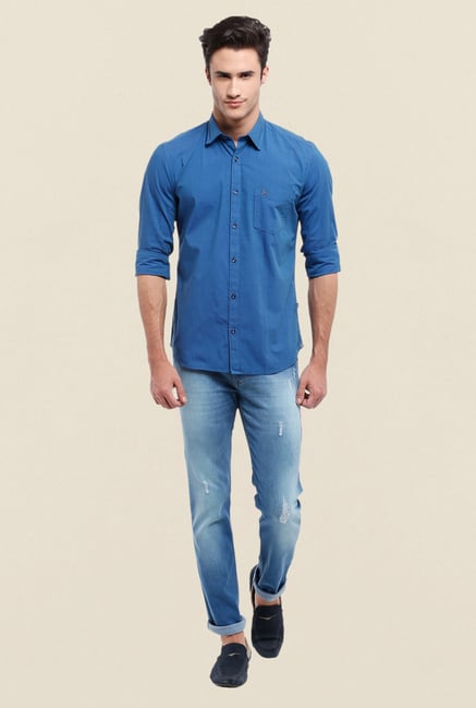 Parx Dark Blue Solid Shirt Parx Dark Blue Solid Shirt