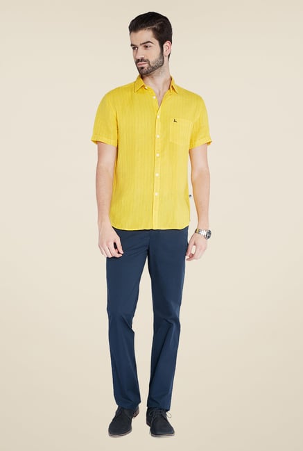 Parx Yellow Striped Linen Shirt Parx Yellow Striped Linen Shirt
