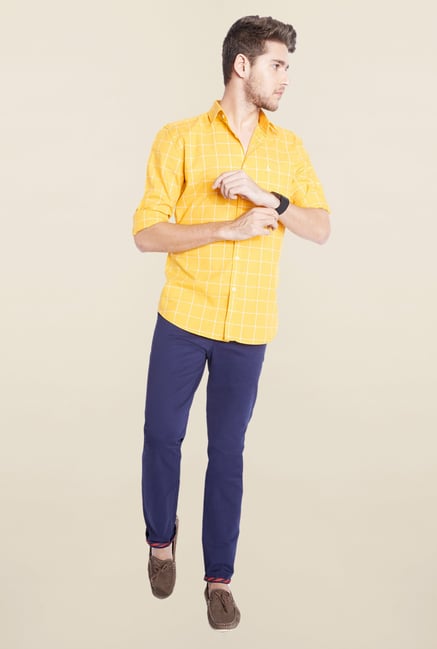Parx Yellow Checks Shirt Parx Yellow Checks Shirt