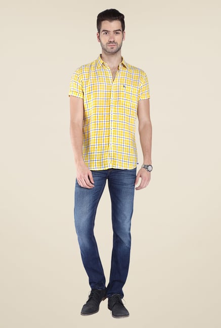 Parx Yellow Checks Linen Shirt Parx Yellow Checks Linen Shirt