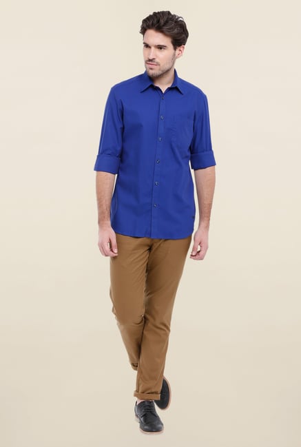 Parx Blue Solid Shirt Parx Blue Solid Shirt