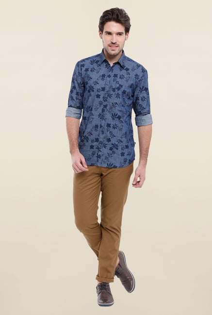 Parx Navy Printed Shirt Parx Navy Printed Shirt