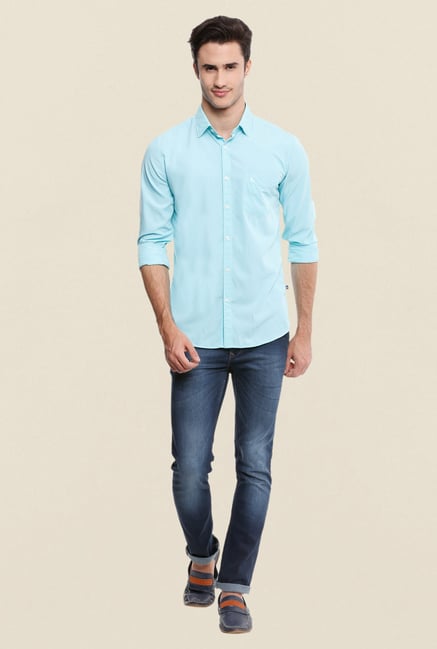 Parx Light Blue Solid Shirt Parx Light Blue Solid Shirt