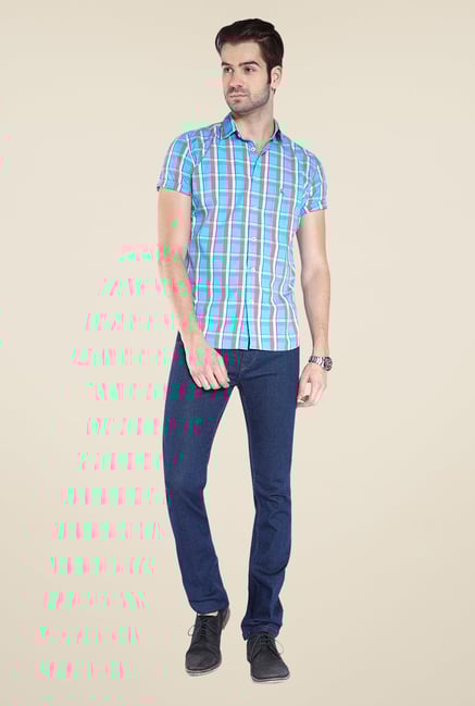 Parx Light Blue Checks Shirt Parx Light Blue Checks Shirt