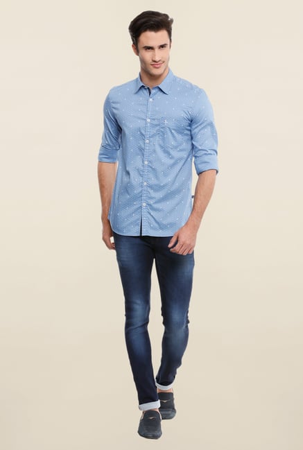 Parx Blue Printed Shirt Parx Blue Printed Shirt