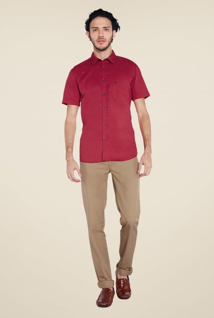 Parx Maroon Solid Shirt Parx Maroon Solid Shirt