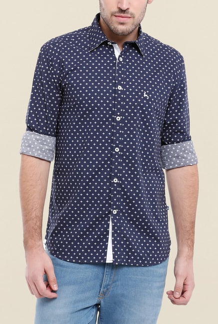 Parx Blue Printed Shirt Parx Blue Printed Shirt