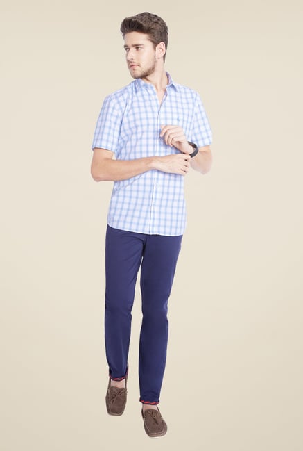 Parx Light Blue Checks Shirt Parx Light Blue Checks Shirt