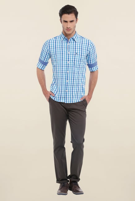 Parx Light Blue Checks Shirt Parx Light Blue Checks Shirt
