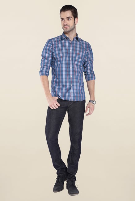 Parx Dark Blue Checks Shirt Parx Dark Blue Checks Shirt