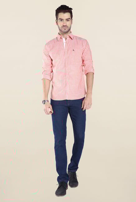 Parx Peach Striped Shirt Parx Peach Striped Shirt