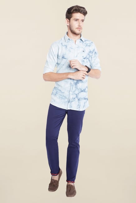 Parx Blue Printed Shirt Parx Blue Printed Shirt