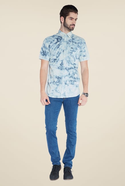 Parx Blue Printed Shirt Parx Blue Printed Shirt