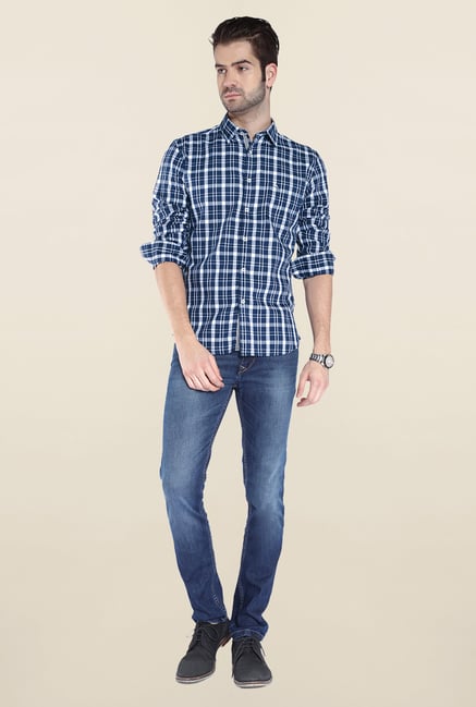 Parx Navy Checks Shirt Parx Navy Checks Shirt