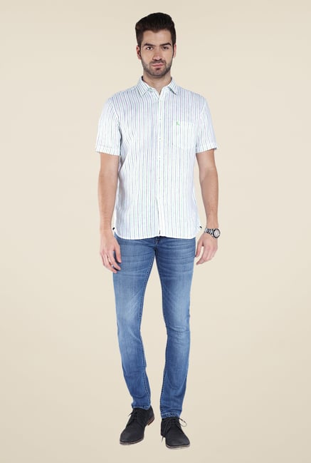 Parx White Striped Linen Shirt Parx White Striped Linen Shirt