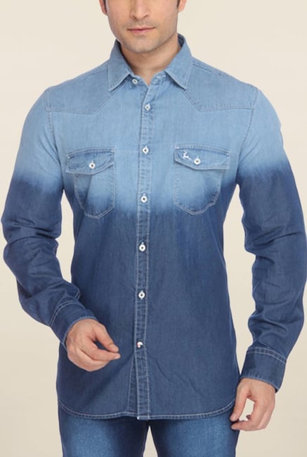 Parx Blue Ombre Shirt Parx Blue Ombre Shirt