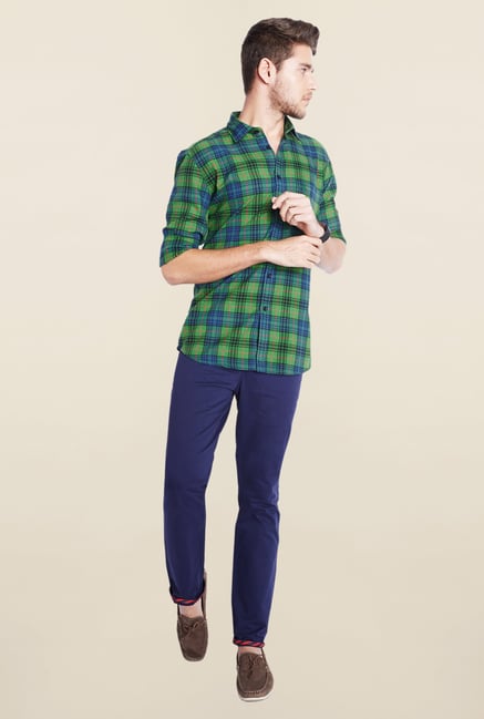 Parx Green & Blue Checks Shirt Parx Green & Blue Checks Shirt