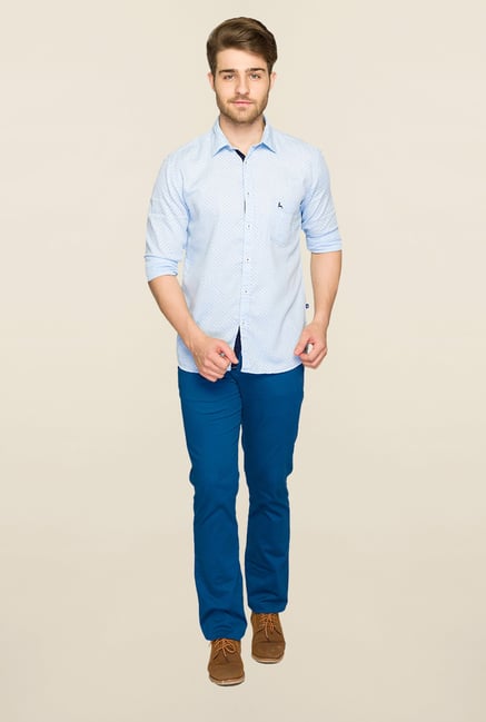 Parx Light Blue Printed Shirt Parx Light Blue Printed Shirt