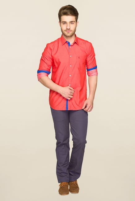 Parx Orange Solid Shirt Parx Orange Solid Shirt