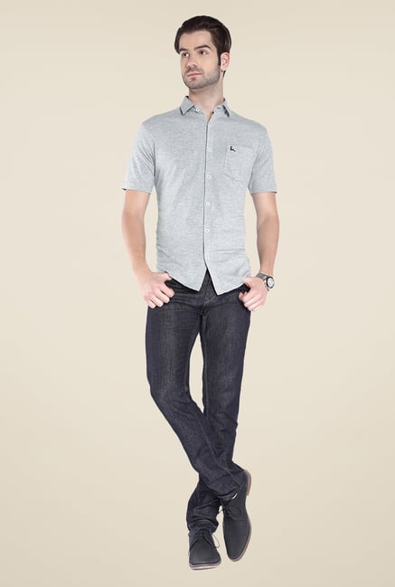 Parx Grey Textured Shirt Parx Grey Textured Shirt