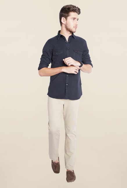 Parx Navy Solid Shirt Parx Navy Solid Shirt