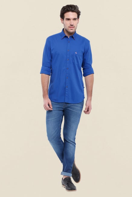 Parx Blue Solid Shirt Parx Blue Solid Shirt