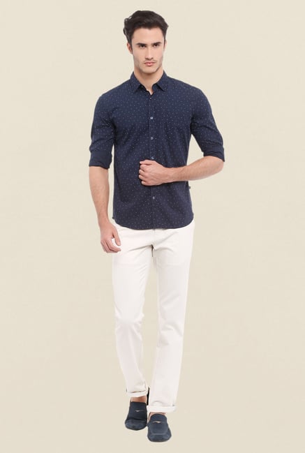 Parx Navy Printed Shirt Parx Navy Printed Shirt