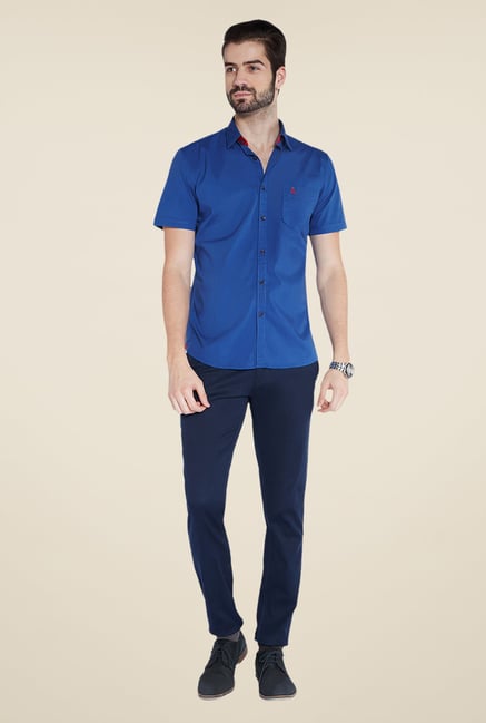 Parx Blue Solid Shirt Parx Blue Solid Shirt