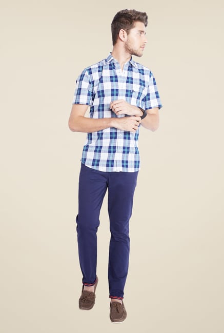 Parx Blue & White Checks Shirt Parx Blue & White Checks Shirt
