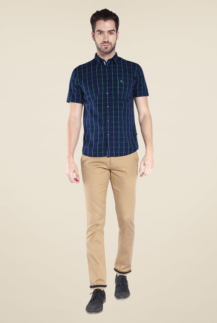 Parx Navy & Green Checks Shirt Parx Navy & Green Checks Shirt