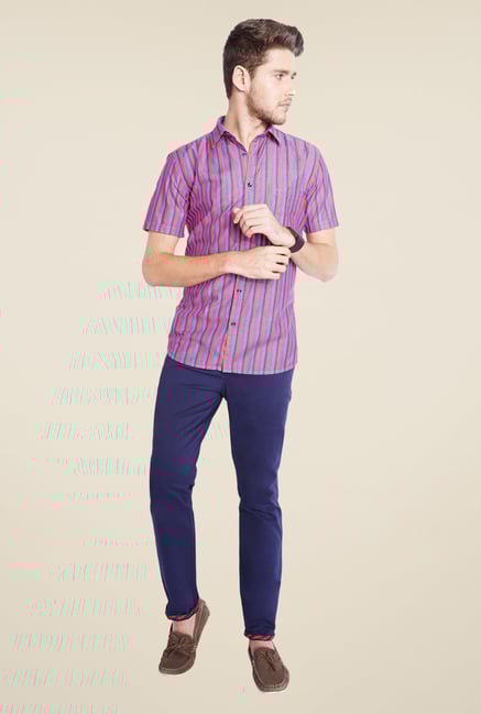 Parx Purple Striped Shirt Parx Purple Striped Shirt