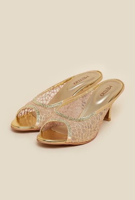 Metro Gold Front Open Stilettos Metro Gold Front Open Stilettos