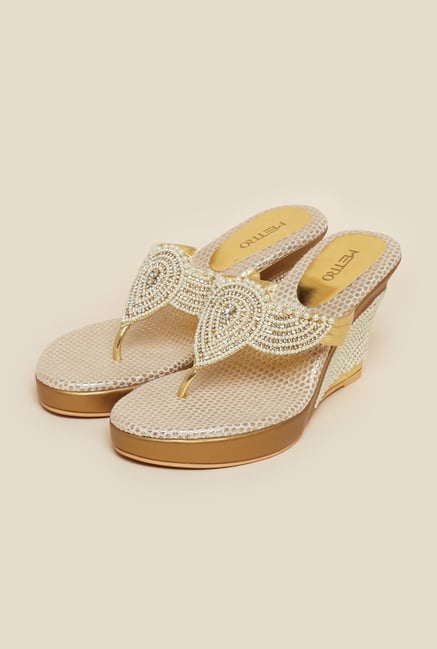 Metro Gold & Pearl Wedge Sandals Metro Gold & Pearl Wedge Sandals
