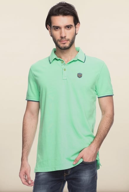Spykar Green Cotton Solid T shirt Spykar Green Cotton Solid T shirt