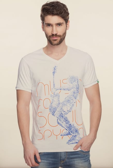 Spykar Beige Printed T shirt Spykar Beige Printed T shirt