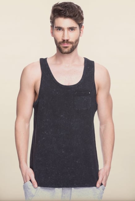 Spykar Black Solid Cotton Vest Spykar Black Solid Cotton Vest