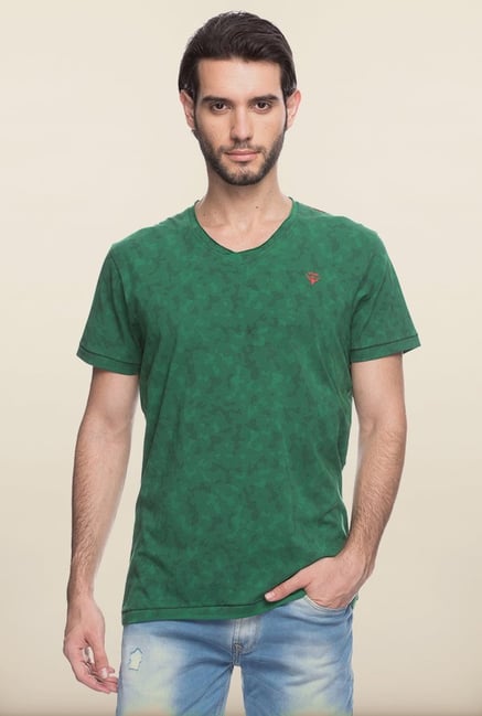 Spykar Green Printed T shirt Spykar Green Printed T shirt