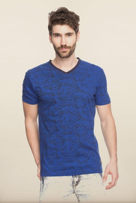 Spykar Royal Blue Printed T shirt Spykar Royal Blue Printed T shirt