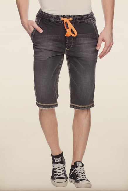 Spykar Black Washed Denim Shorts Spykar Black Washed Denim Shorts
