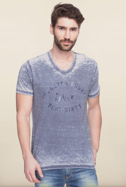 Spykar Grey Slim Fit T shirt Spykar Grey Slim Fit T shirt