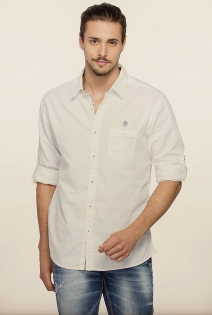 Spykar White Full Sleeve Shirt Spykar White Full Sleeve Shirt