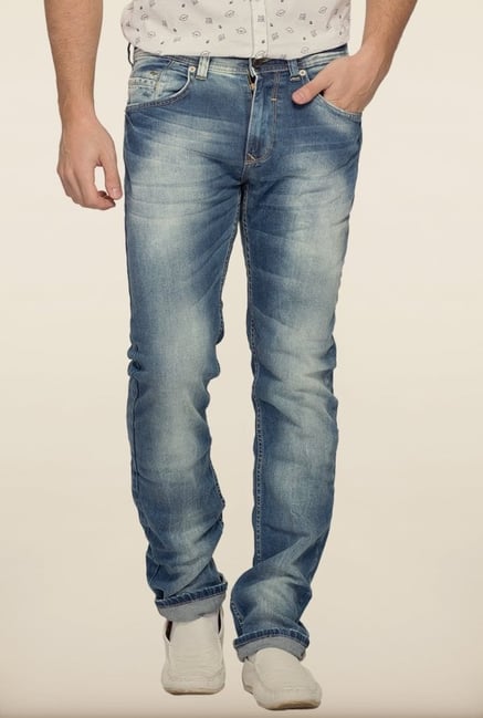Spykar Blue Washed Slim Fit Denim Jeans Spykar Blue Washed Slim Fit Denim Jeans