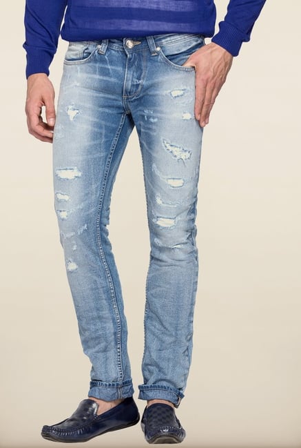 Spykar Light Blue Distressed Skinny Fit Jeans Spykar Light Blue Distressed Skinny Fit Jeans