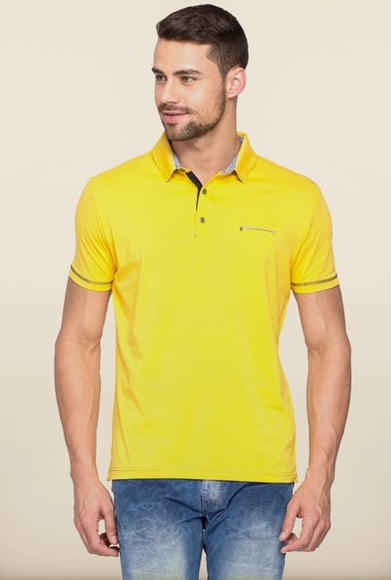 Spykar Yellow Solid Polo T shirt Spykar Yellow Solid Polo T shirt