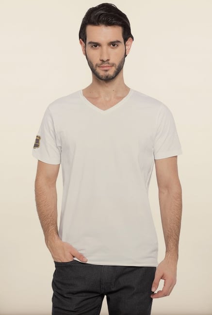 Spykar White Solid T shirt Spykar White Solid T shirt