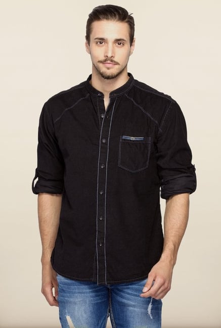 Spykar Black Regular Fit Casual Shirt Spykar Black Regular Fit Casual Shirt