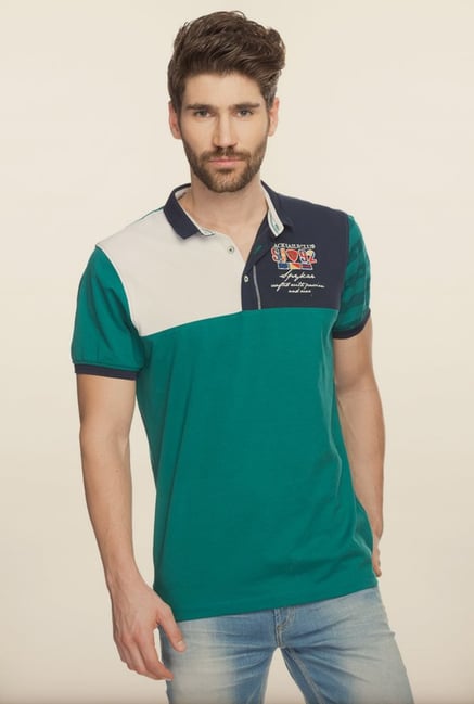 Spykar Green Slim Fit Polo T shirt Spykar Green Slim Fit Polo T shirt