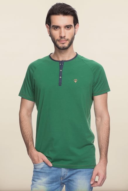 Spykar Green Solid T shirt Spykar Green Solid T shirt